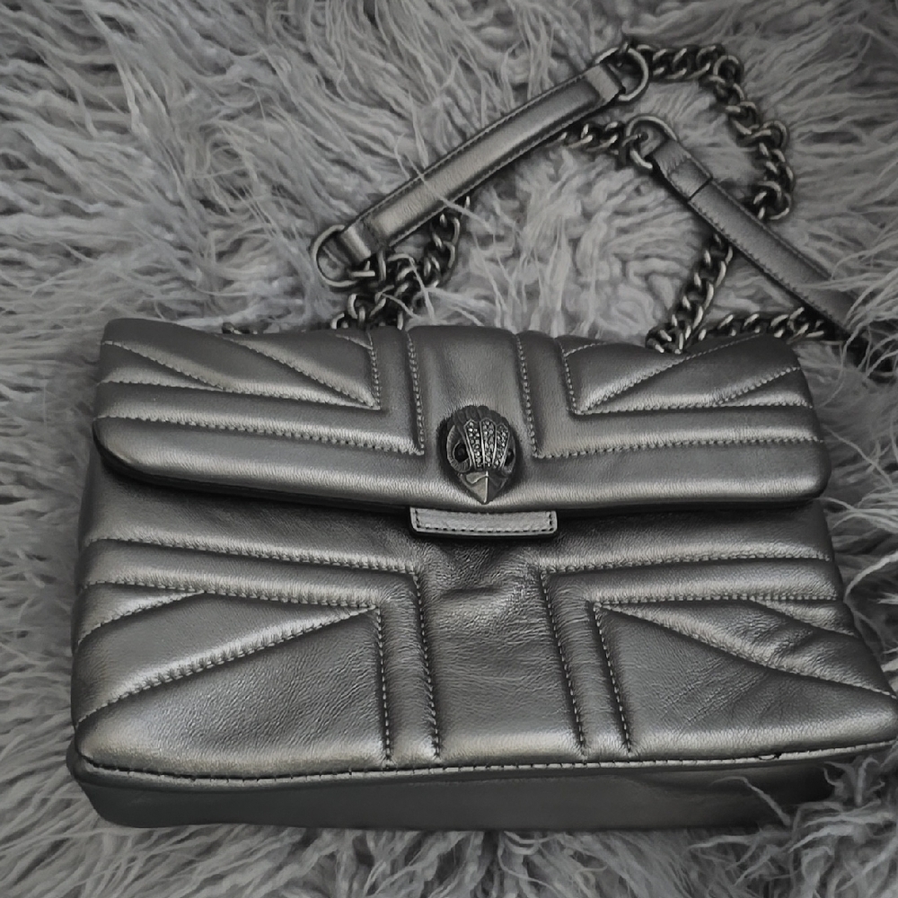 Gunmetal Quilted Sunburst Shoulder Bag
